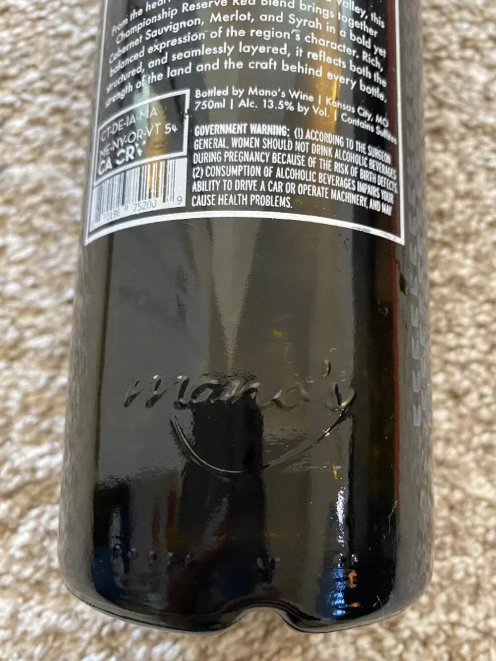 Limited Edition World Champions 2025 Seattle Seahawks Empty Wine Bottle